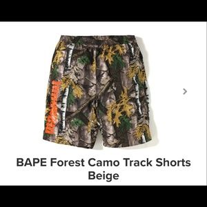 A Bathing Ape Camo drawstring "manhunt" shorts
